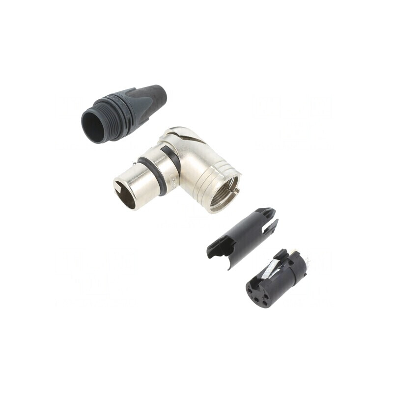 Mufă XLR Mamă 4 Pin 90° Rotativ pe Cablu | Electronic-mag.ro | Componente Electronice