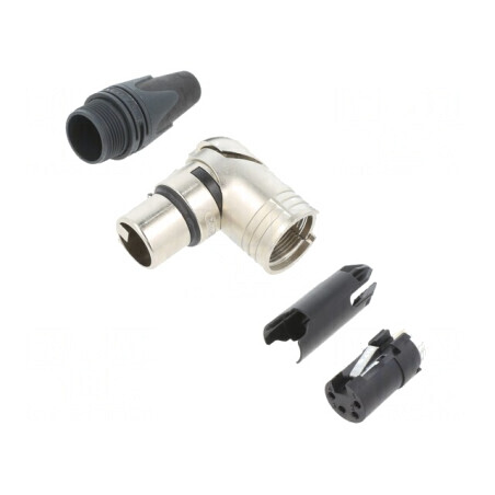 Mufă XLR Mamă 4 Pin 90° Rotativ pe Cablu | Electronic-mag.ro | Componente Electronice