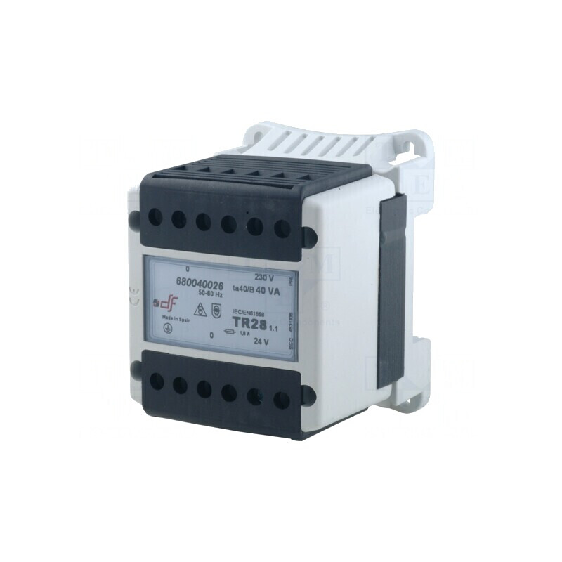Transformator alimentare 40VA 230VAC 24V cu bandă cleme | Electronic-mag.ro | Componente Electronice
