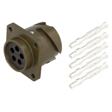 Conector militar dimensiune 18 soclu mamă PIN 5 oliv | Electronic-mag.ro | Componente Electronice