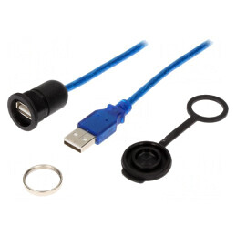 Cablu-adaptor USB A soclu USB A mufă 2m USB 2.0 IP65 | Electronic-mag.ro | Componente Electronice