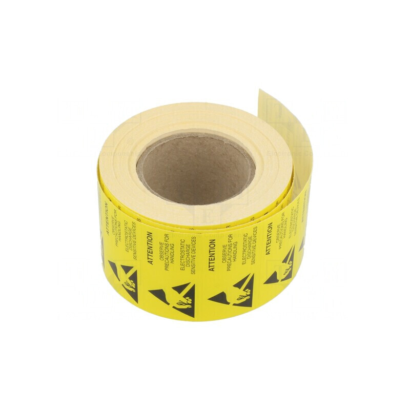 Etichetă Autoadezivă ESD 25x50mm Galbenă 1000 Bucăți | Electronic-mag.ro | Componente Electronice