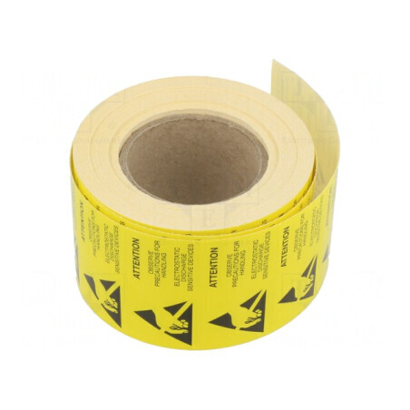 Etichetă Autoadezivă ESD 25x50mm Galbenă 1000 Bucăți | Electronic-mag.ro | Componente Electronice