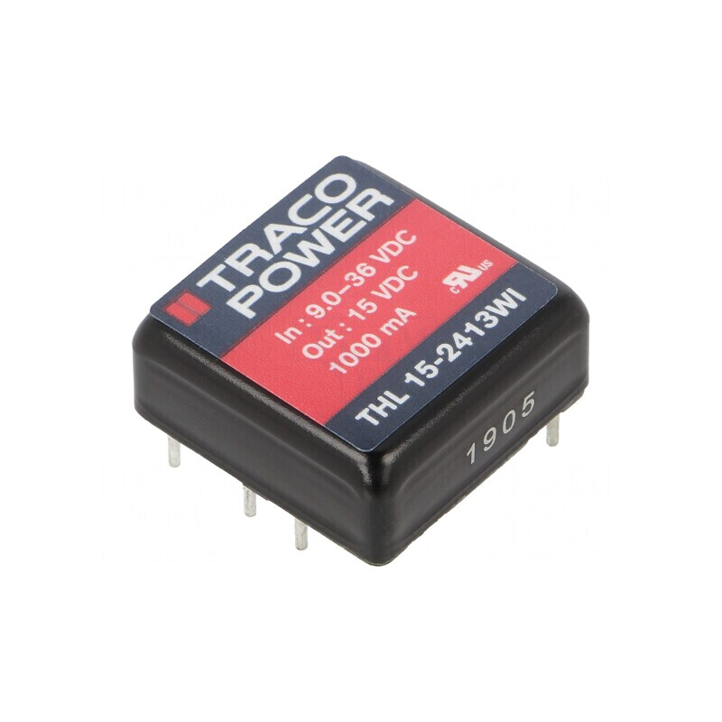 Convertor DC/DC 15W 9-36V la 15V 1000mA THL 15-2413WI | Electronic-mag.ro | Componente Electronice