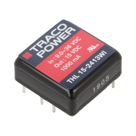 Convertor DC/DC 15W 9-36V la 15V 1000mA THL 15-2413WI | Electronic-mag.ro | Componente Electronice