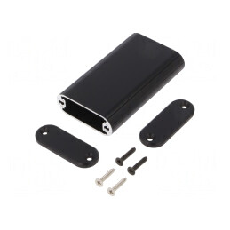 Carcasă aluminiu neagră 41x74x15mm | Electronic-mag.ro | Componente Electronice