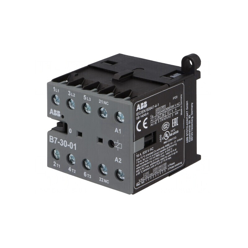 Contactor 3P NO 220-240VAC 7A cu 3 Contacte Auxiliare NC | Electronic-mag.ro | Componente Electronice