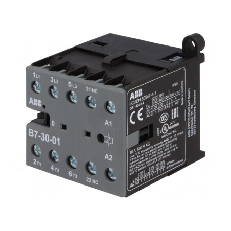 Contactor 3P NO 220-240VAC 7A cu 3 Contacte Auxiliare NC | Electronic-mag.ro | Componente Electronice