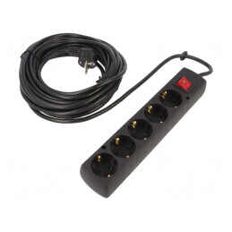 Prelungitor alimentare 10m cu 5 prize negru | Electronic-mag.ro | Componente Electronice
