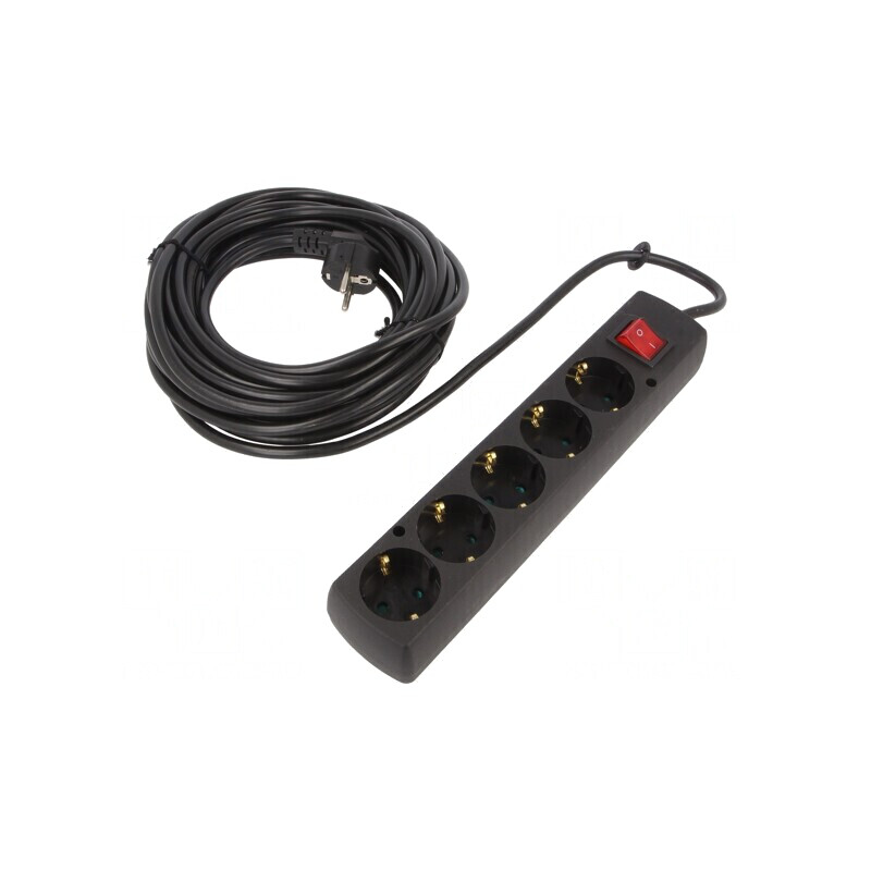 Prelungitor alimentare 10m cu 5 prize negru | Electronic-mag.ro | Componente Electronice