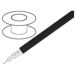 Cablu: coaxial | RG214 | litat | Cu | PVC | negru | 100m | Øcablu: 10,8mm | MRG214.00100