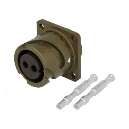 Conector Militar Dimensiune 16 Soclu Mamă 2 PIN Oliv