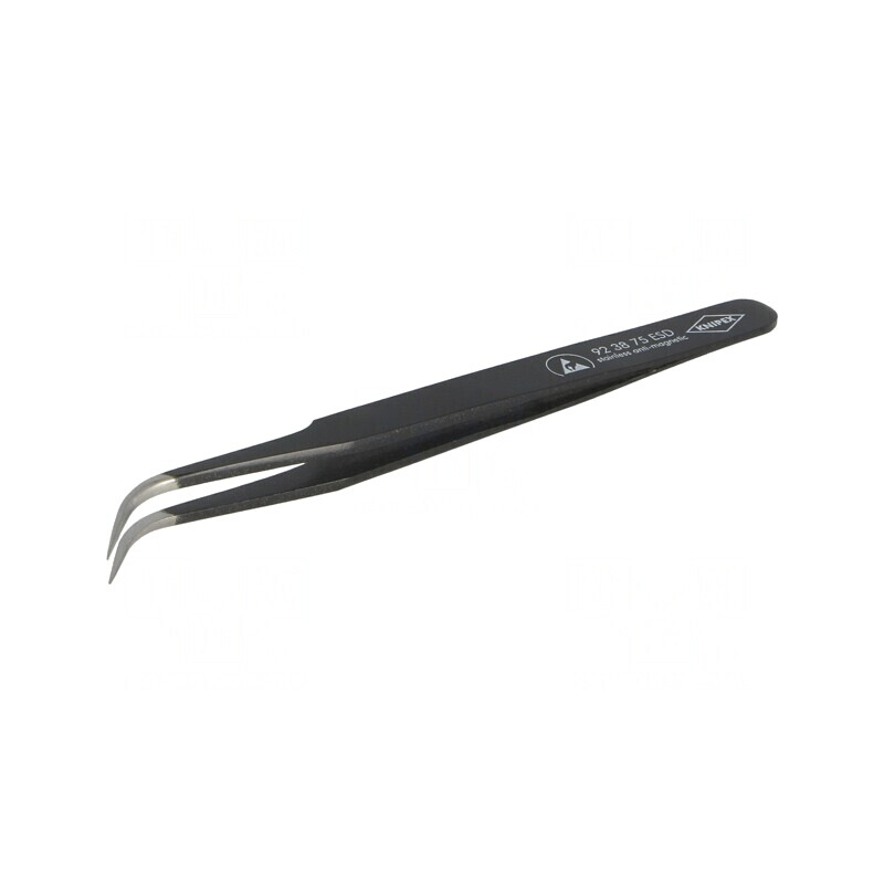 Pensetă de Precizie 120mm cu Vârf Curbat ESD 17g | Electronic-mag.ro | Componente Electronice