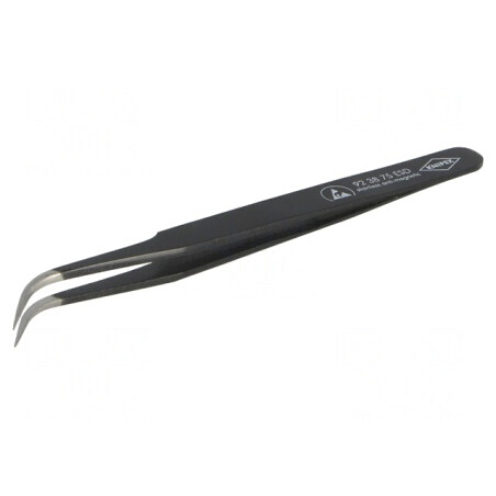 Pensetă de Precizie 120mm cu Vârf Curbat ESD 17g | Electronic-mag.ro | Componente Electronice