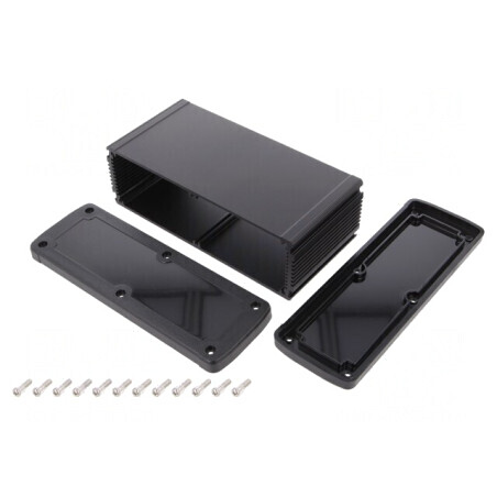 Carcasă Universală Aluminiu Neagră 177,6mm x 89mm x 61,1mm | Electronic-mag.ro | Componente Electronice