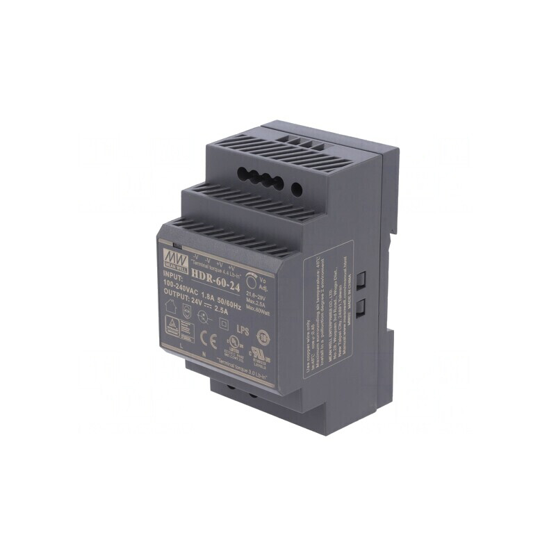 Alimentator pulsatoriu șină DIN 60W 24V 2,5A | Electronic-mag.ro | Componente Electronice
