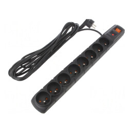 Prelungitor 8 Prize cu Protecție Supratensiune Negru 5M | Electronic-mag.ro | Componente Electronice