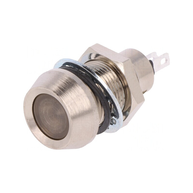 Lampă LED Galbenă 12VDC Ø12,7mm IP67 Alamă | Electronic-mag.ro | Componente Electronice