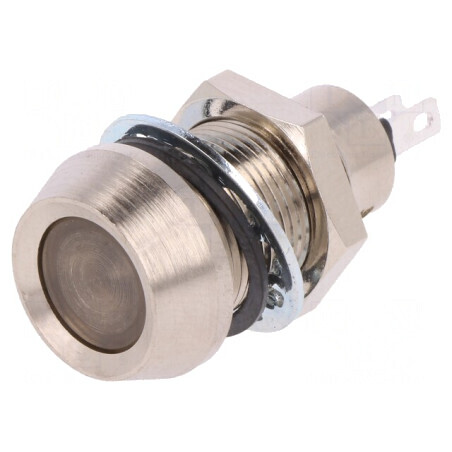 Lampă LED Galbenă 12VDC Ø12,7mm IP67 Alamă | Electronic-mag.ro | Componente Electronice