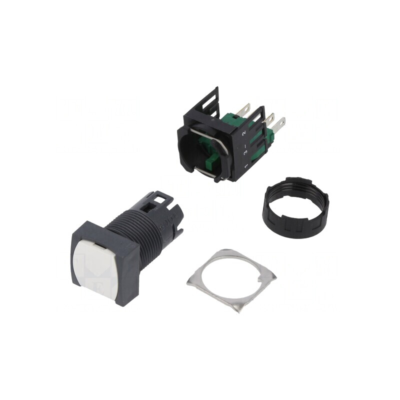 Comutator 16mm acționare apăsare 1 NO alb | Electronic-mag.ro | Componente Electronice