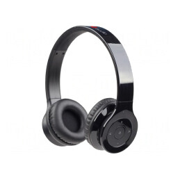 Wireless headphones with microphone | black | USB micro | 10m | 32Ω | BHP-BER-BK