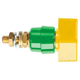 Clemă de laborator galben-verde 63A 1kVDC alamă policarbonat | Electronic-mag.ro | Componente Electronice