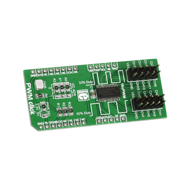 Placă Prototip Controler PWM I2C PCA9685PW PWM Click | Electronic-mag.ro | Componente Electronice