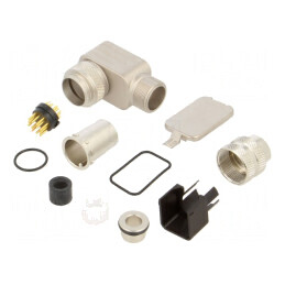 Conector M16 mufă tată cablu unghi 90° IP67 | Electronic-mag.ro | Componente Electronice
