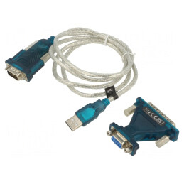 Convertor USB-RS232 | D-Sub 9pin tată,USB C mufă | 1,3m | USB 2.0 | UA0042B