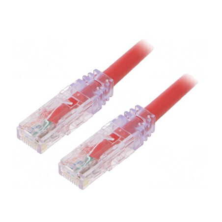 Patch Cord TX6A 10Gig U/UTP PVC Roșu 2m 24AWG | Electronic-mag.ro | Componente Electronice