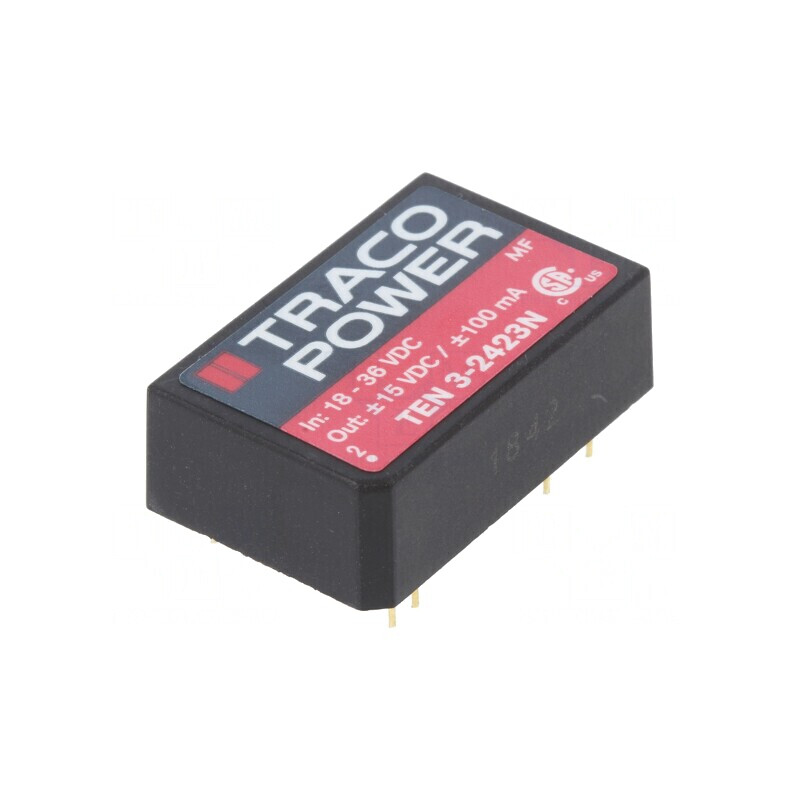 Convertor DC/DC 3W 18-36V la 15V/-15V TEN 3-2423N | Electronic-mag.ro | Componente Electronice