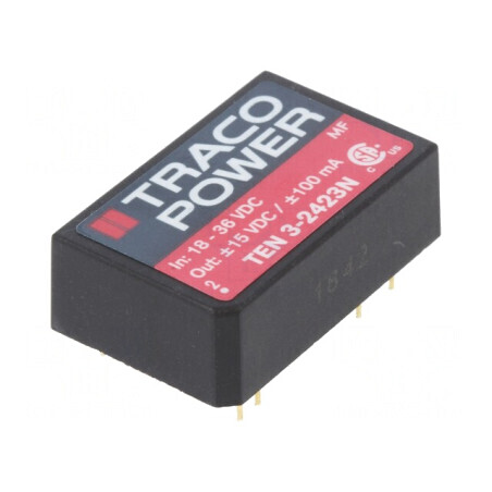 Convertor DC/DC 3W 18-36V la 15V/-15V TEN 3-2423N | Electronic-mag.ro | Componente Electronice