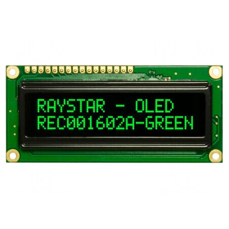 Afișaj OLED alfanumeric 16x2 verde 80x36x10mm | Electronic-mag.ro | Componente Electronice
