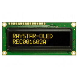 Display OLED Alfanumeric 16x2 Galben 80x36x10mm | Electronic-mag.ro | Componente Electronice
