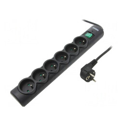 Prelungitor cu Protecție la Supratensiune, 6 Prize, 10A | Electronic-mag.ro | Componente Electronice
