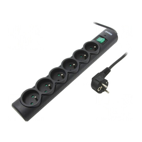 Prelungitor cu Protecție la Supratensiune, 6 Prize, 10A | Electronic-mag.ro | Componente Electronice