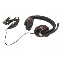 Căști Over-Ear cu Microfon USB A Negru/Roșu 2m 32Ω | Electronic-mag.ro | Componente Electronice