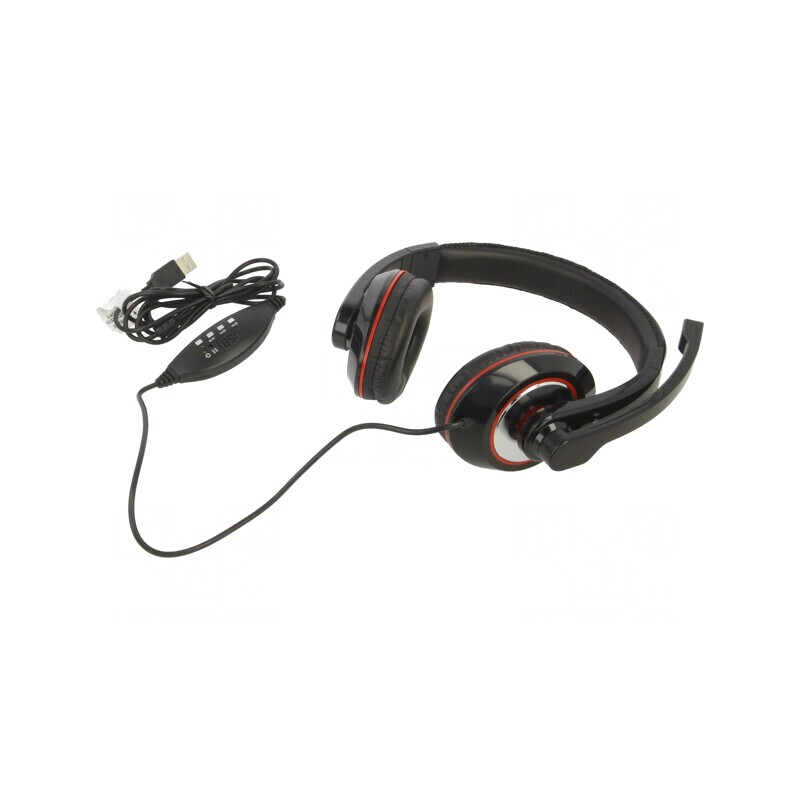 Căști Over-Ear cu Microfon USB A Negru/Roșu 2m 32Ω | Electronic-mag.ro | Componente Electronice