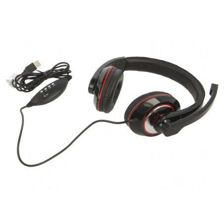 Căști Over-Ear cu Microfon USB A Negru/Roșu 2m 32Ω | Electronic-mag.ro | Componente Electronice