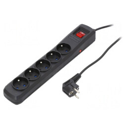 Prelungitor cu 5 prize și protecție la supratensiune 10A | Electronic-mag.ro | Componente Electronice