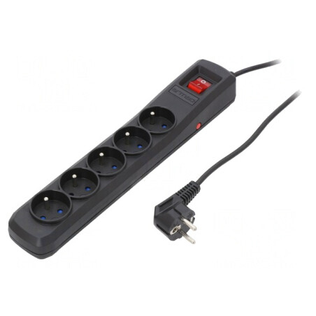 Prelungitor cu 5 prize și protecție la supratensiune 10A | Electronic-mag.ro | Componente Electronice