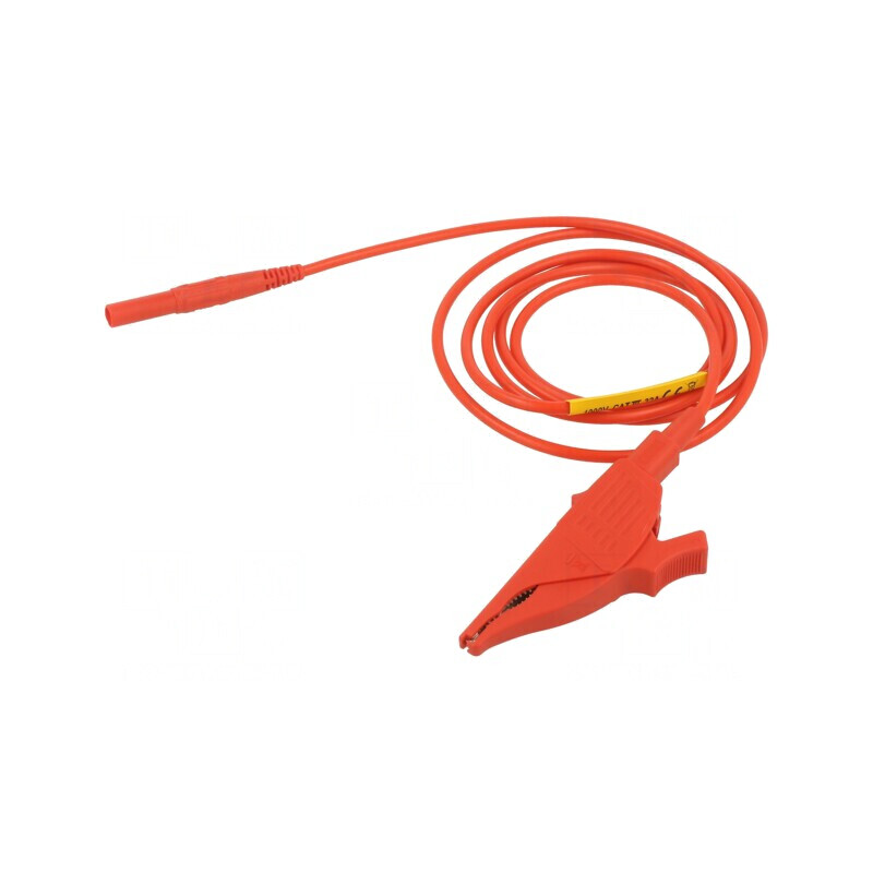 Cablu de măsurare 32A cu mufă banană și clemă crocodil roșie | Electronic-mag.ro | Componente Electronice