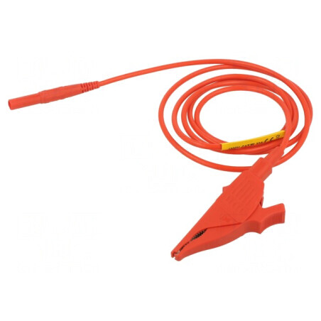 Cablu de măsurare 32A cu mufă banană și clemă crocodil roșie | Electronic-mag.ro | Componente Electronice