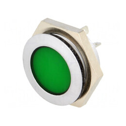 Lampă de control LED verde 24-28VDC Ø22mm IP67 metal | Electronic-mag.ro | Componente Electronice