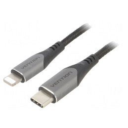 Cablu USB 2.0 Apple Lightning la USB C 2m Negru 3A | Electronic-mag.ro | Componente Electronice