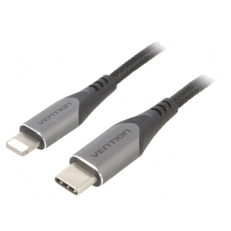 Cablu USB 2.0 Apple Lightning la USB C 2m Negru 3A | Electronic-mag.ro | Componente Electronice