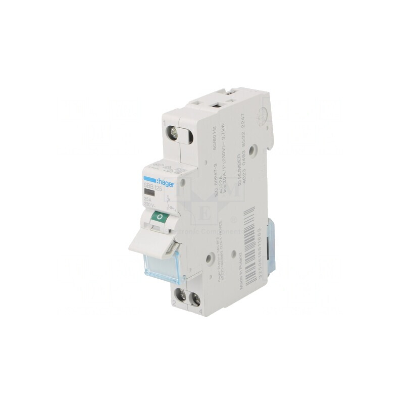 Separator-Întrerupător 1P 25A 230VAC pentru Șină DIN | Electronic-mag.ro | Componente Electronice