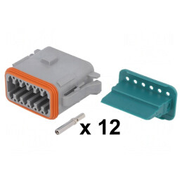 Conector: cablu-cablu | AT | mamă | mufă | pe cablu | PIN: 12 | crimpat | AT06-12SA-KIT01