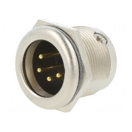 Soclu XLR tată 4 pini argint 10A | Electronic-mag.ro | Componente Electronice
