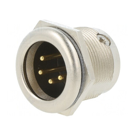Soclu XLR tată 4 pini argint 10A | Electronic-mag.ro | Componente Electronice